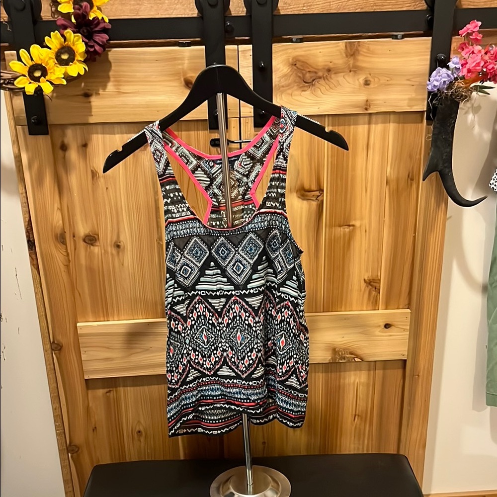 American Eagle Outfitters Tribal Print Tank Top - Black and Pink